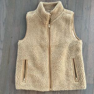 J. Crew Tan Fleece Faux Fur Look Vest
